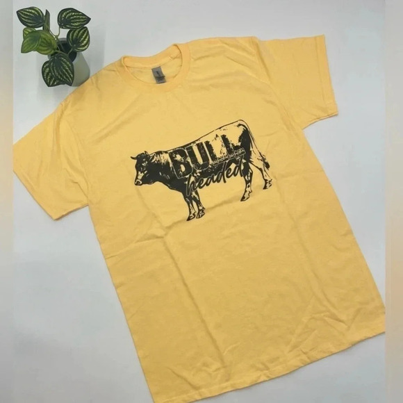 BULL HEADED T-Shirt soft‎ Yellow short sleeve Various Sizes! NEW! - Picture 1 of 5